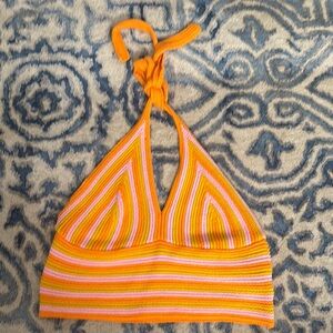 Striped Orange and Pink Crop Top
